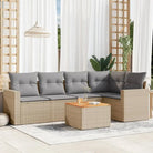 Beige loungeset met gepoedercoat staal voor jouw tuin of terras - Beige en grijs / Tafel + hoek + 2x midden - Tuinsets
