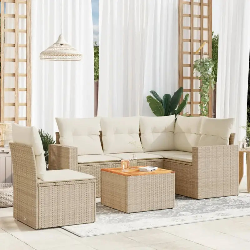 Beige loungeset met gepoedercoat staal voor jouw tuin of terras - Beige / 2x middle + table + 1x corner - Tuinsets