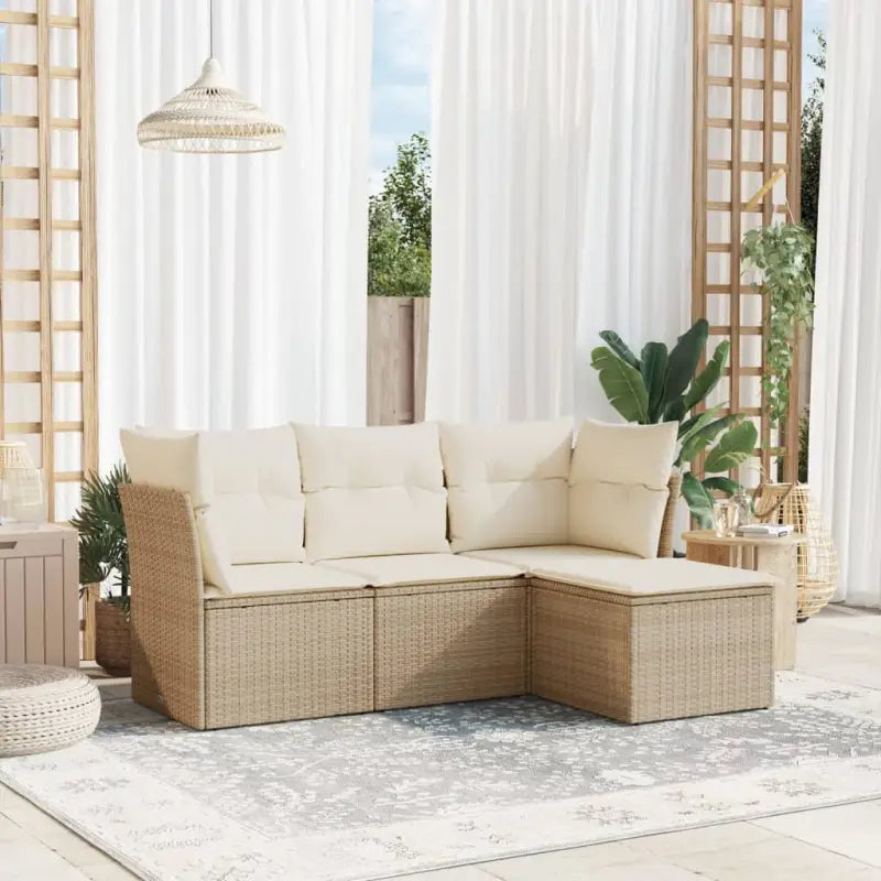 Beige Loungeset met Waterdichte Tas en Gepoedercoat Staal Afmetingen - beige en crèmekleurig / Zonder tafel - Tuinsets