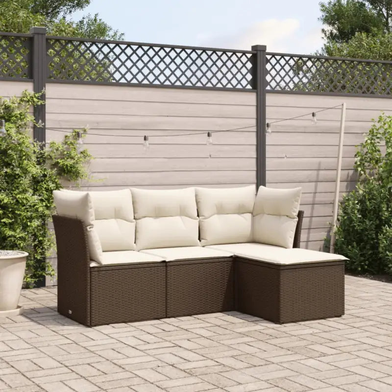 Beige Loungeset met Waterdichte Tas en Gepoedercoat Staal Afmetingen - Bruin en crème / Zonder tafel - Tuinsets