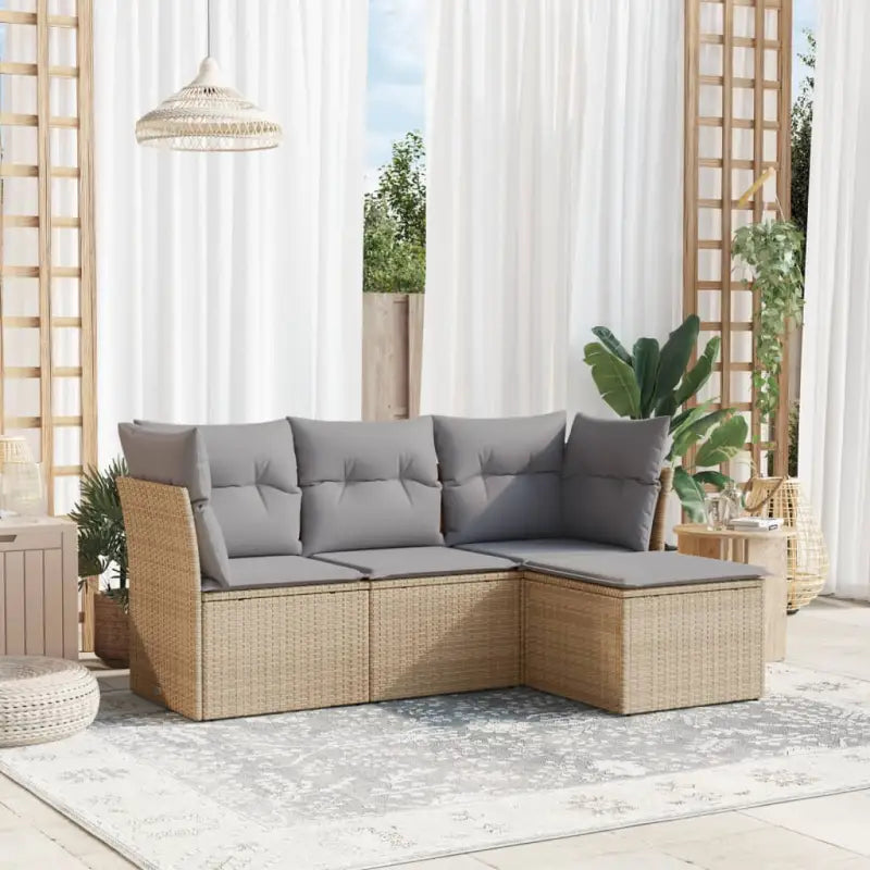 Beige Loungeset met Waterdichte Tas en Gepoedercoat Staal Afmetingen - Beige en grijs / Zonder tafel - Tuinsets