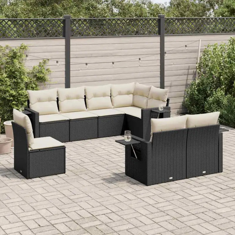Beige Loungeset met Waterdichte Tas en Gepoedercoat Staal voor Buiten - Zwart en crème / Zonder tafel - Tuinsets