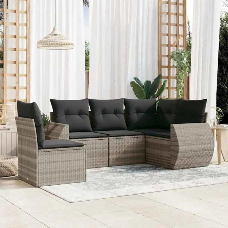 Beige loungeset met waterdichte tas en gepoedercoat staal voor buiten - Lichtgrijs / Zonder tafel - Tuinsets