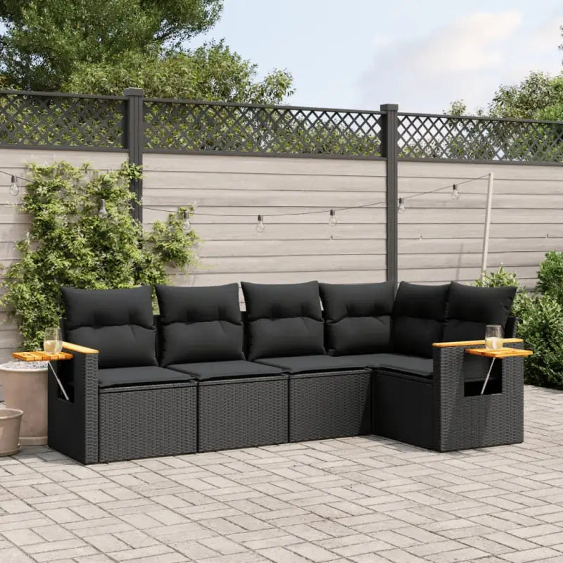 Beige loungeset met waterdichte tas en gepoedercoat staal voor buiten - Zwart / Zonder tafel - Tuinsets