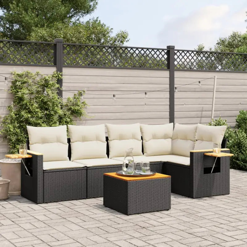 Beige loungeset met waterdichte tas en gepoedercoat staal voor buiten - Zwart en crème / Met tafel - Tuinsets