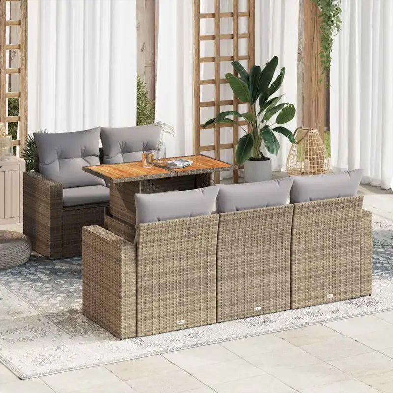 Beige Loungeset met waterdichte tas en gepoedercoat staal voor buiten - Beige en grijs / met opbergruimte - Tuinsets