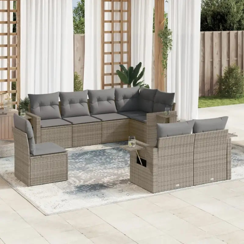 Beige Loungeset met Waterdichte Tas en Gepoedercoat Staal voor Buiten - Grijs / Zonder tafel - Tuinsets