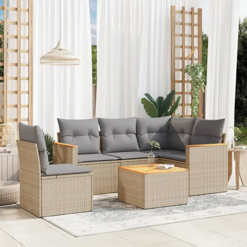 Beige loungeset met waterdichte tas en gepoedercoat staal voor buiten - Beige en grijs / Met tafel - Tuinsets