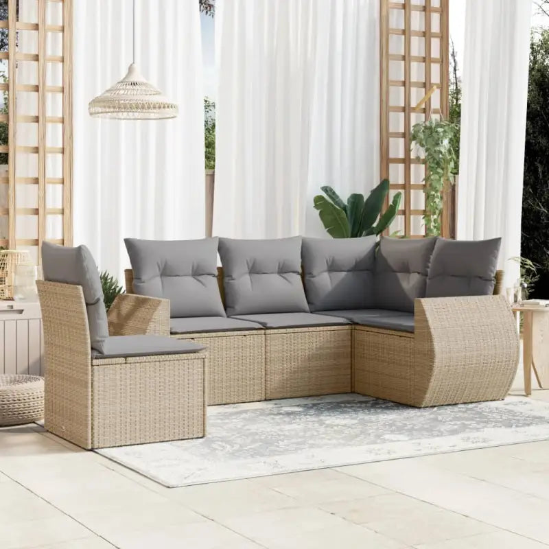 Beige loungeset met waterdichte tas en gepoedercoat staal voor buiten - Beige en grijs / Zonder tafel - Tuinsets