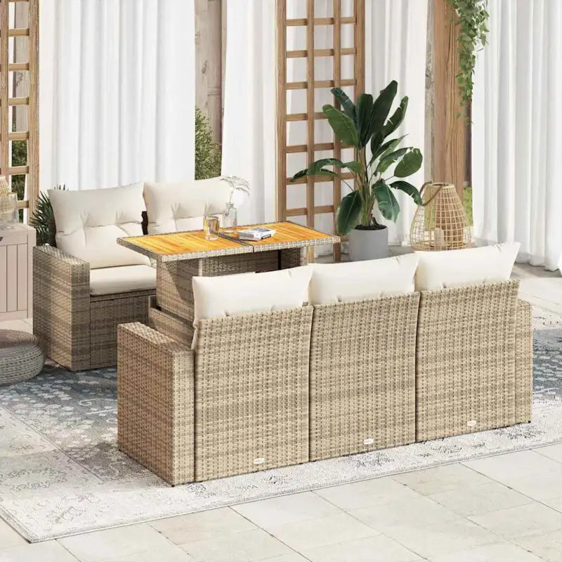 Beige Loungeset met waterdichte tas en gepoedercoat staal voor buiten - beige en crèmekleurig / met opbergruimte
