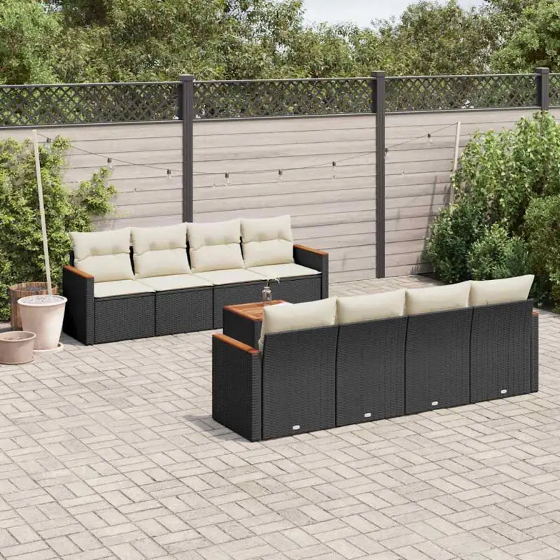 Beige loungeset met waterdichte tas en gepoedercoat staal voor buiten - Zwart en crème - Tuinsets