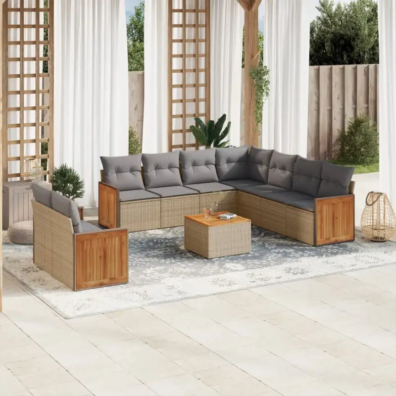 Beige loungeset met waterdichte tas en gepoedercoat staal voor buiten - Beige en grijs / Met tafel - Tuinsets