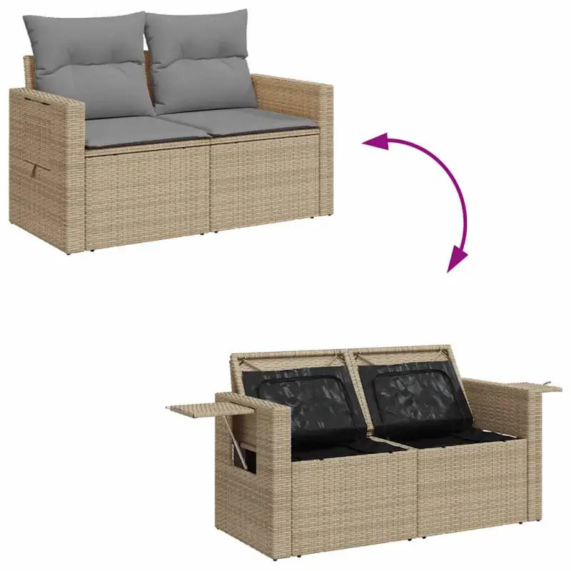 Beige loungeset met waterdichte zak en gepoedercoat staal voor je tuin - Tuinsets