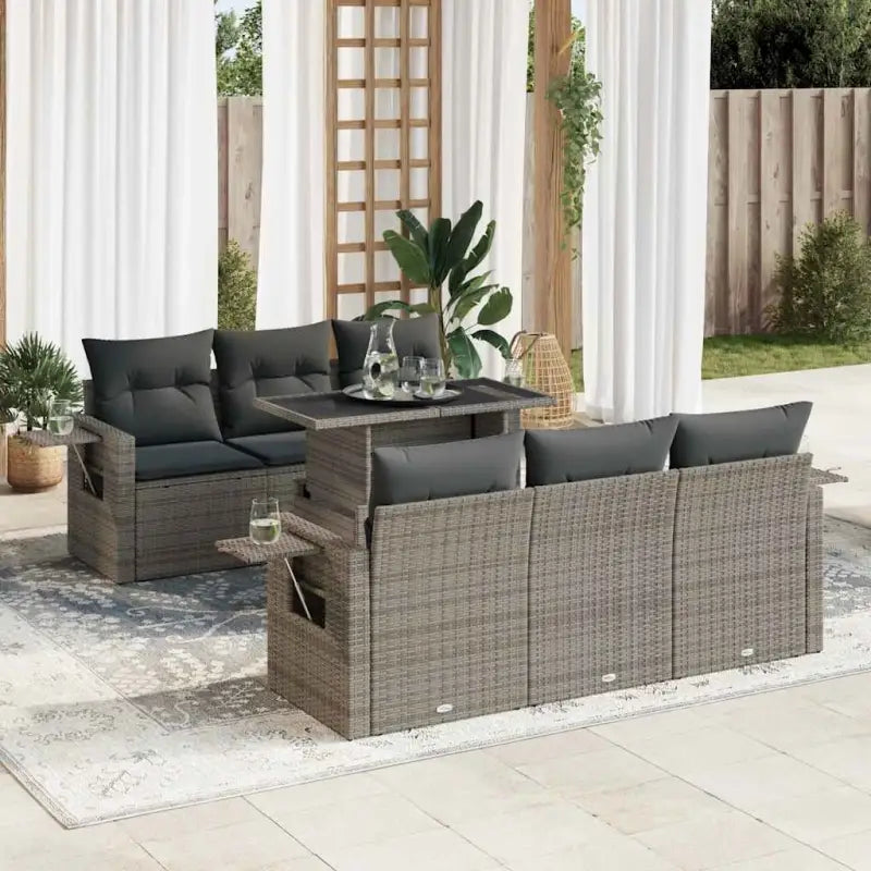 Beige loungeset met waterdichte zak en gepoedercoat staal voor je tuin - Grijs - Tuinsets