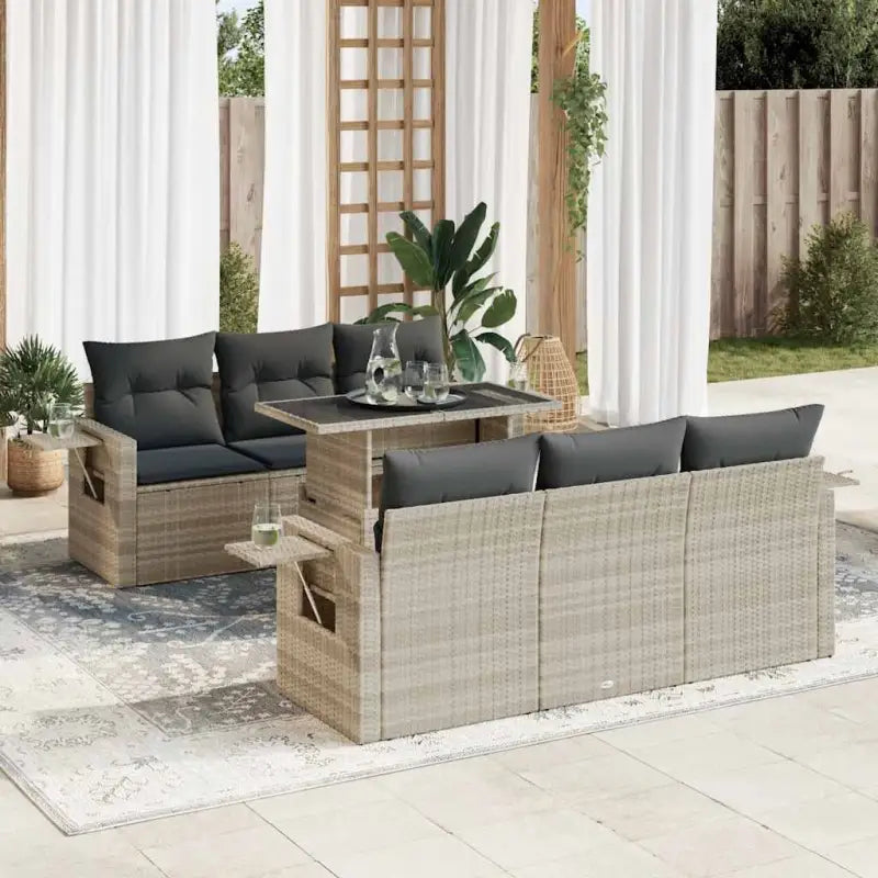 Beige loungeset met waterdichte zak en gepoedercoat staal voor je tuin - Lichtgrijs - Tuinsets