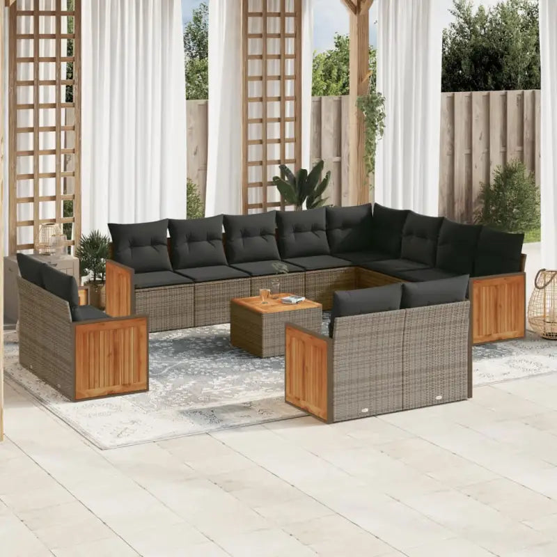 Beige loungeset met waterdichte zak en gepoedercoat staal voor buiten - Grijs / Met tafel - Tuinsets