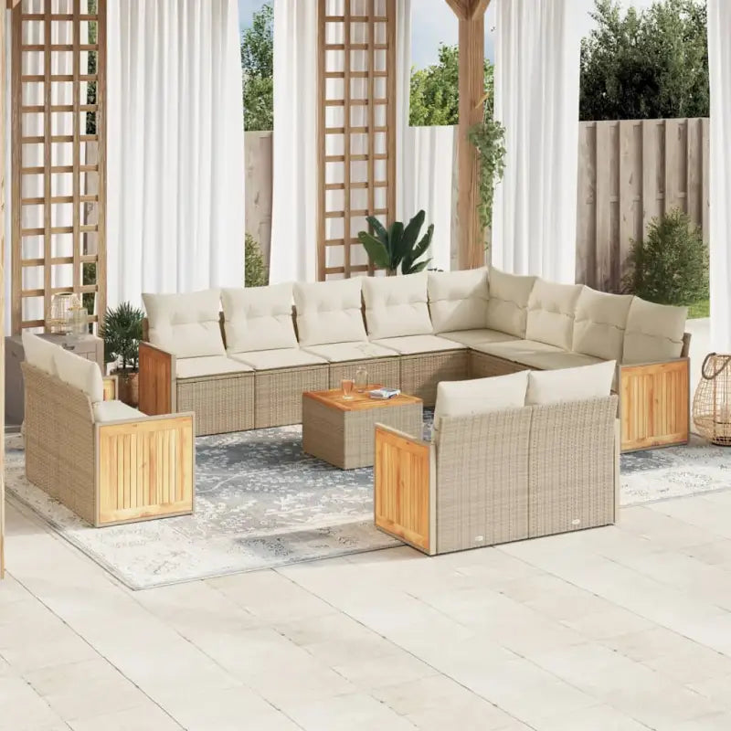 Beige loungeset met waterdichte zak en gepoedercoat staal voor buiten - beige en crèmekleurig / Met tafel - Tuinsets