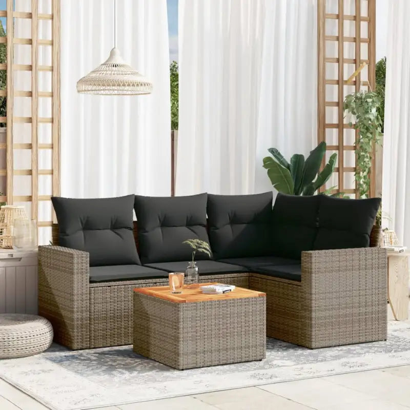 Beige loungeset van gepoedercoat staal met comfortabele afmetingen - Grijs - Tuinsets