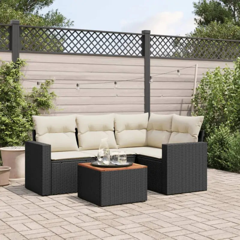 Beige loungeset van gepoedercoat staal met comfortabele afmetingen - Zwart en crème - Tuinsets