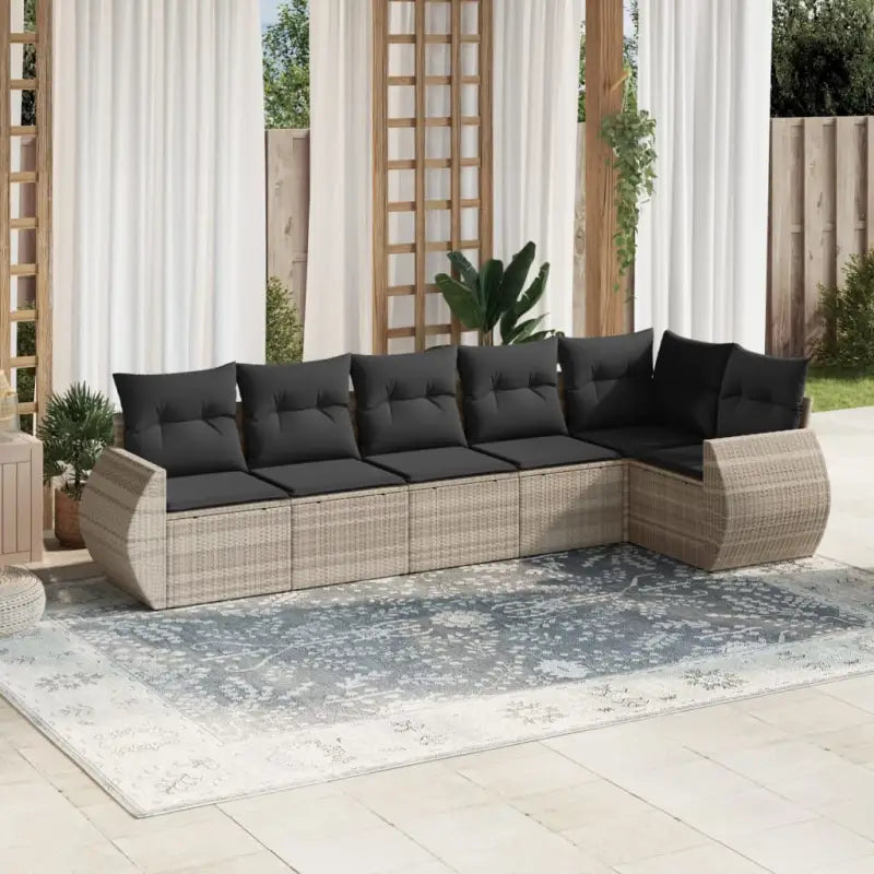 Beige loungeset van gepoedercoat staal met ideale afmetingen voor tuin - Lichtgrijs / Met tafel - Tuinsets