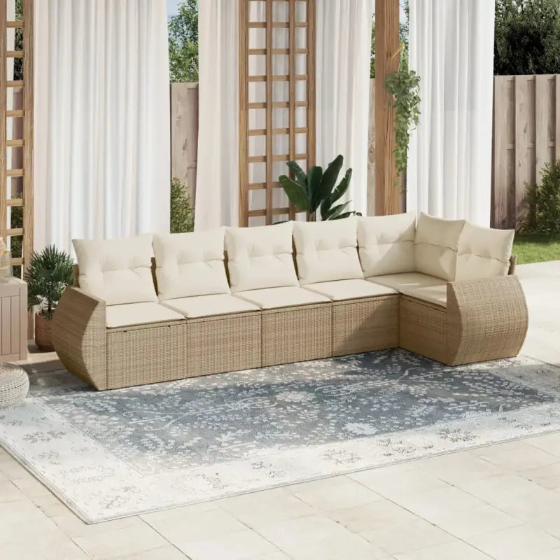 Beige loungeset van gepoedercoat staal met ideale afmetingen voor tuin - beige en crèmekleurig / Met tafel - Tuinsets