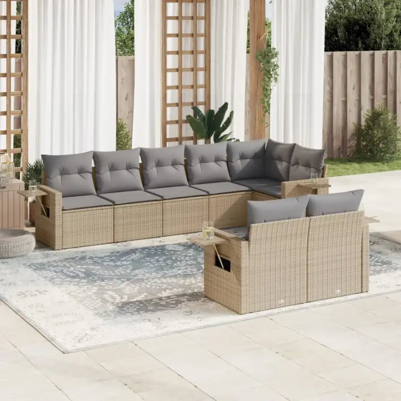 Beige loungeset van gepoedercoat staal met optimale afmetingen voor tuinhet terras - Tuinsets
