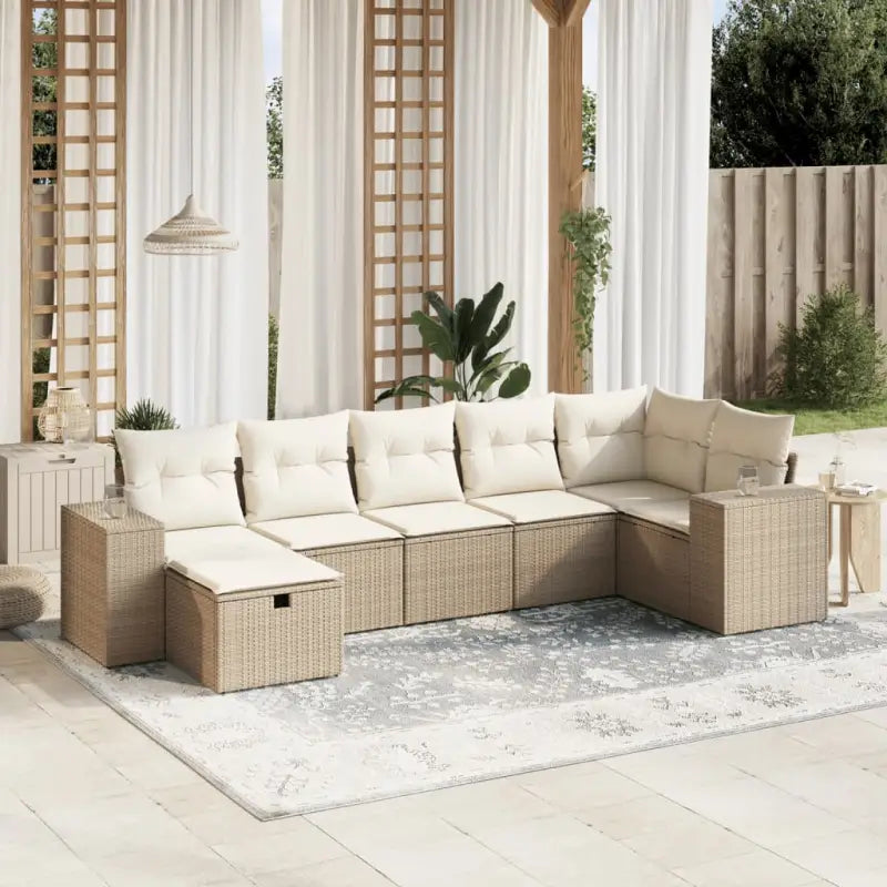 Beige loungeset van gepoedercoat staal met perfecte afmetingen voor tuin - beige en crèmekleurig / Zonder tafel