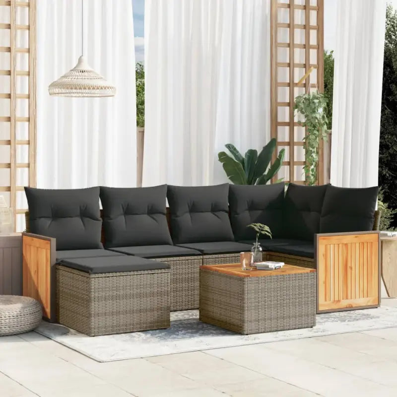 Beige loungeset van gepoedercoat staal met perfecte afmetingen voor tuin of terras - Grijs / Met tafel - Tuinsets