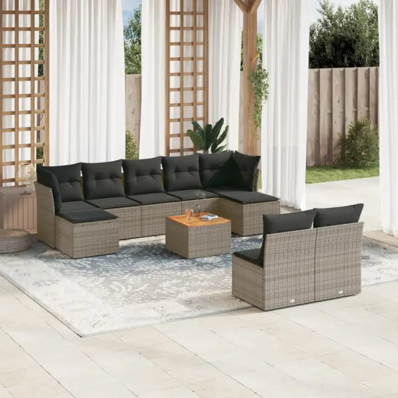Beige loungeset van gepoedercoat staal met ruime afmetingen voor tuin en terras - Grijs - Tuinsets