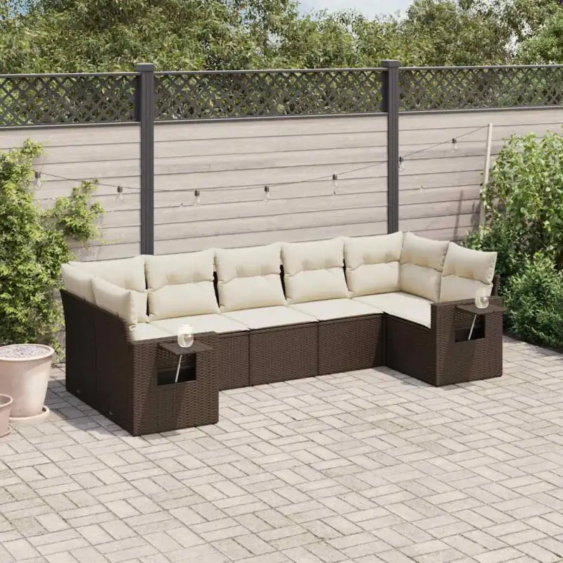 Beige loungeset van gepoedercoat staal met waterdichte tas en afmetingen - Bruin en crème - Tuinsets