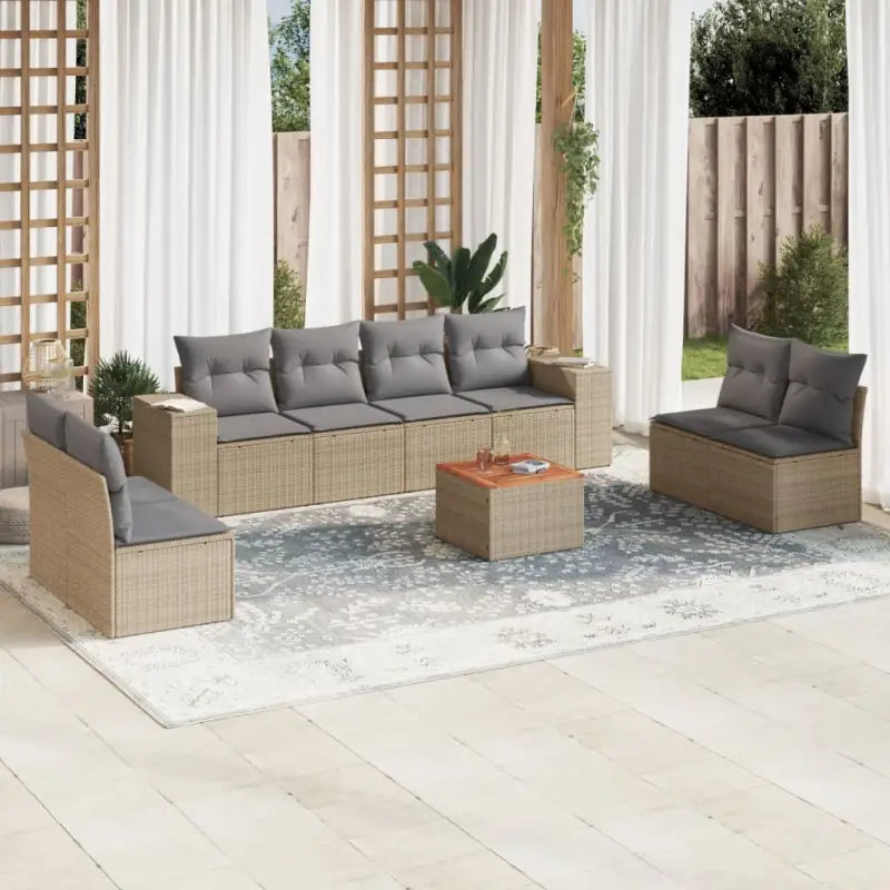 Beige loungeset van gepoedercoat staal voor jouw tuin of terras - Beige en grijs - Tuinsets