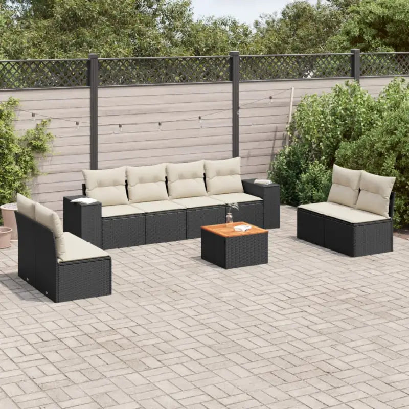 Beige loungeset van gepoedercoat staal voor jouw tuin of terras - Zwart en crème - Tuinsets