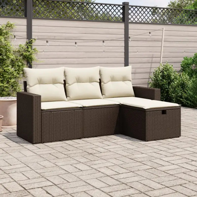 Beige loungeset van gepoedercoat staal voor tuin en terras - Bruin en crème / zonder opbergruimte - Tuinsets