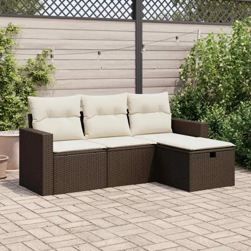 Beige loungeset van gepoedercoat staal voor tuin en terras - Bruin en crème / met opbergruimte en zak - Tuinsets