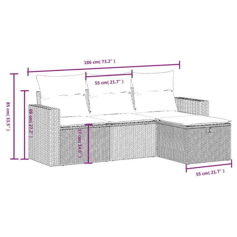 Beige loungeset van gepoedercoat staal voor tuin en terras - Tuinsets