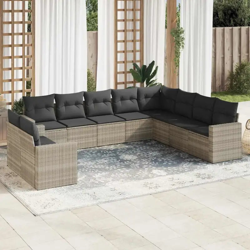 Beige materiaal loungeset in gepoedercoat staal met perfecte afmetingen - Lichtgrijs / Zonder tafel - Tuinsets