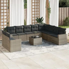 Beige materiaal loungeset in gepoedercoat staal met perfecte afmetingen - Grijs / Met tafel - Tuinsets
