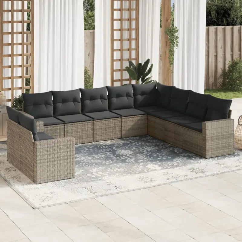 Beige materiaal loungeset in gepoedercoat staal met perfecte afmetingen - Grijs / Zonder tafel - Tuinsets