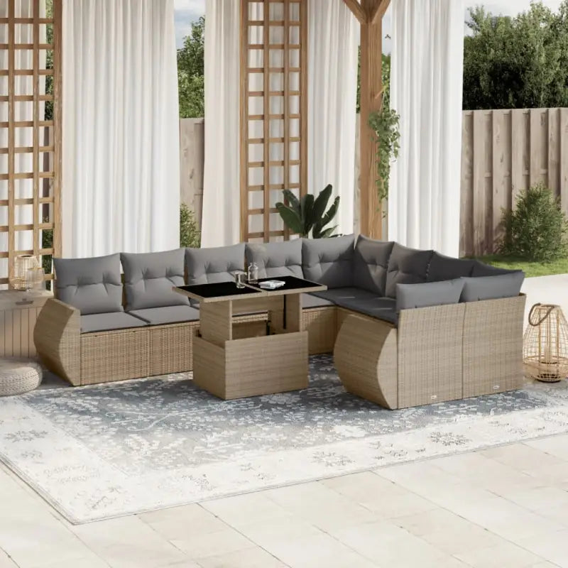 Beige materiaal loungeset met gepoedercoat staal afmetingen voor buiten - Tuinsets