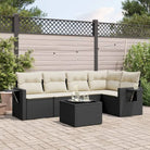 Beige materiaal loungeset met gepoedercoat staal afmetingen voor tuin of terras - Zwart en crème / Met tafel - Tuinsets
