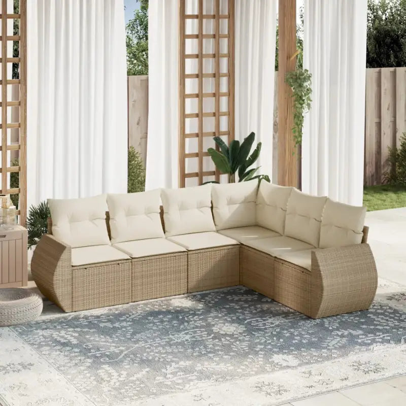 Beige materiaal loungeset met gepoedercoat staal en afmetingen voor tuin - beige en crèmekleurig / Zonder tafel