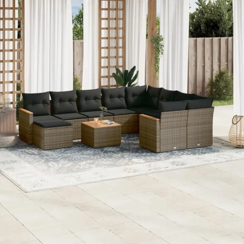 Beige materiaal loungeset met gepoedercoat staal en afmetingen voor tuin - Grijs - Tuinsets