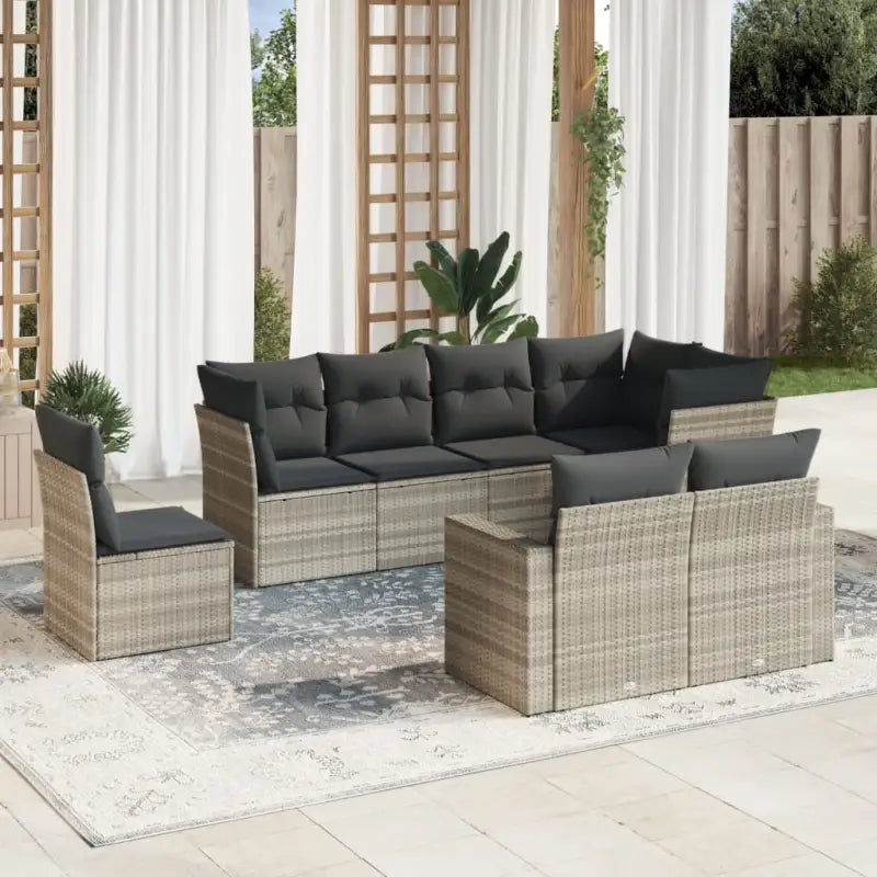Beige materiaal loungeset met gepoedercoat staal en afmetingen voor buiten - Lichtgrijs / Zonder tafel - Tuinsets