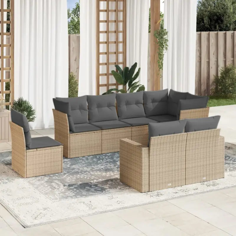 Beige materiaal loungeset met gepoedercoat staal en afmetingen voor buiten - Beige en grijs / Zonder tafel - Tuinsets
