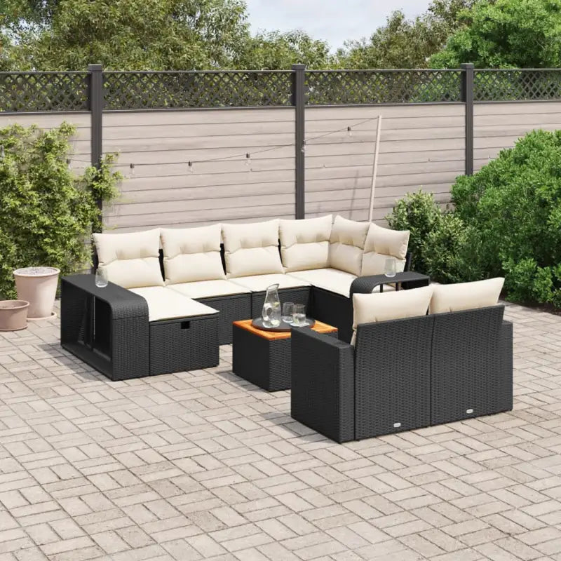 Beige materiaal loungeset met gepoedercoat staal en afmetingen voor buiten - Zwart en crèmewit - Tuinsets