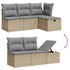 Beige materiaal loungeset met gepoedercoat staal en afmetingen voor buiten - Tuinsets