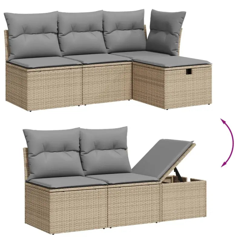 Beige materiaal loungeset met gepoedercoat staal en afmetingen voor buiten - Tuinsets