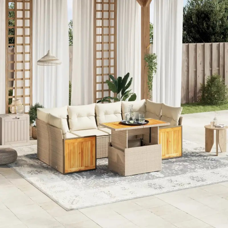 Beige materiaal loungeset met gepoedercoat staal en comfortabele afmetingen - beige en crèmekleurig / zonder