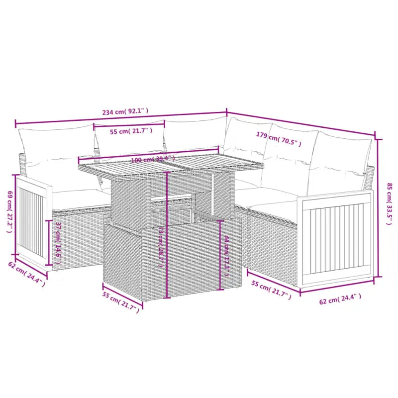 Beige materiaal loungeset met gepoedercoat staal en comfortabele afmetingen - Tuinsets