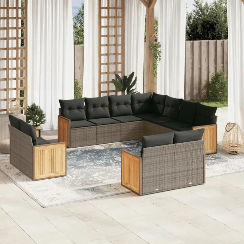 Beige materiaal loungeset met gepoedercoat staal en comfortabele afmetingen - Grijs / Zonder tafel - Tuinsets